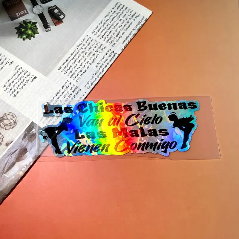 الفتيات الجيدة تذهب إلى الجنة، الأولاد السيئون اتبعني - ملصقات دراجات نارية إسبانية، مقاومة للماء وواقية من الشمس متينة #4