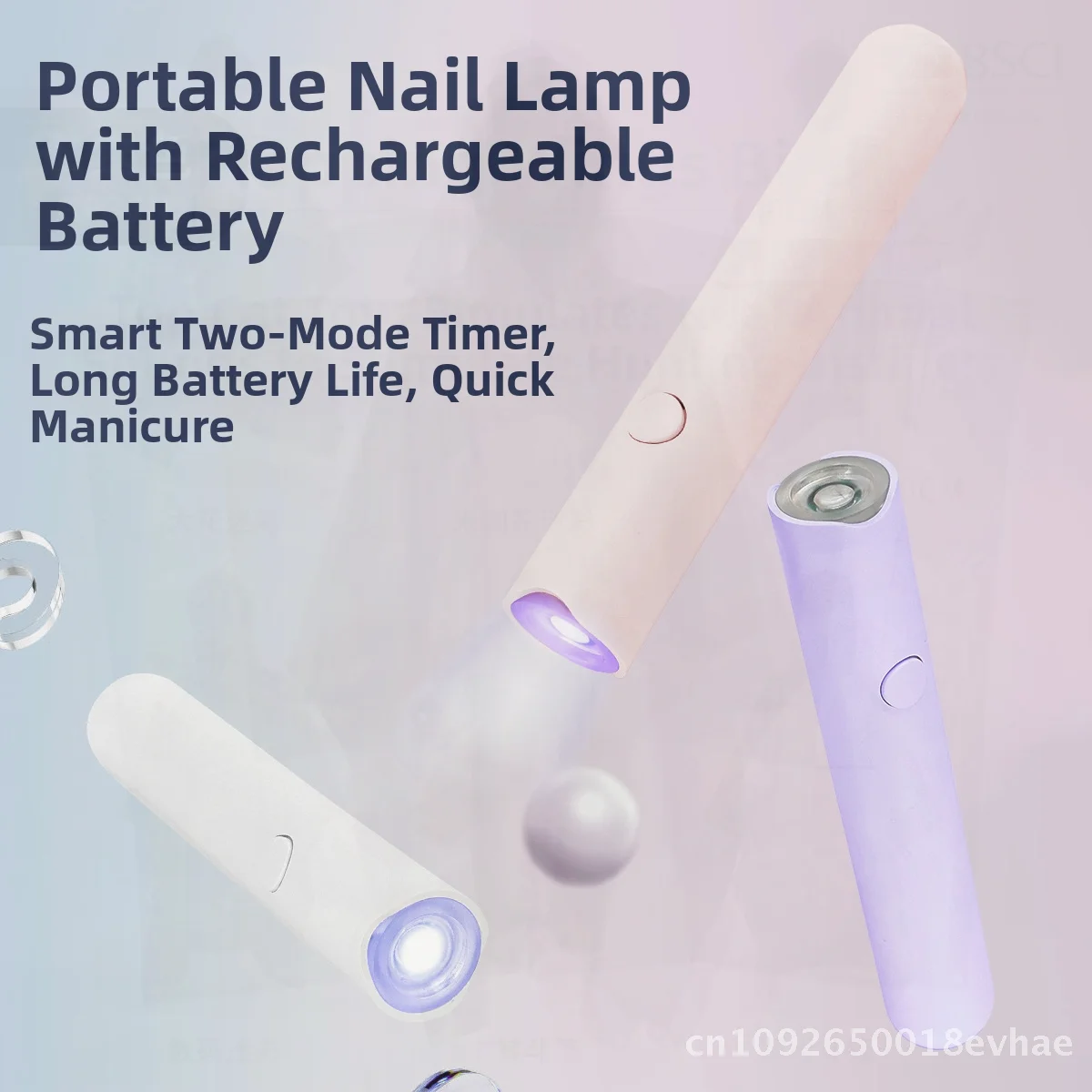 

Mini Handheld Nail Lamp LED Display Quick-Drying Phototherapy Machine Portable Power Storage for Nail Art Pink White Purple