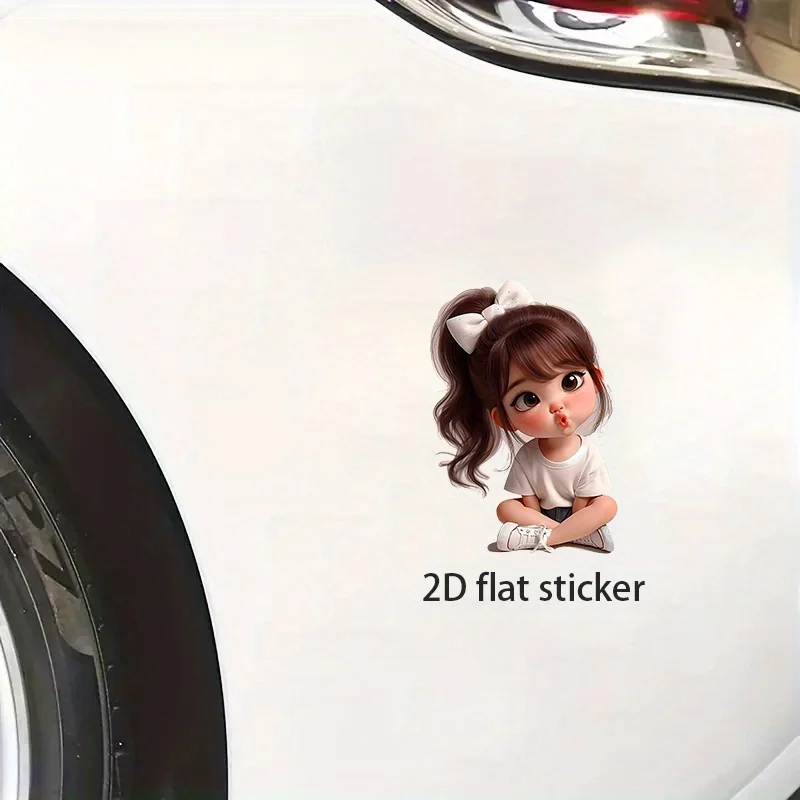 Cute Girl Car Sticker Cartoon Vinyl Decal Self Adhesive Smooth Surface for Laptop Water Bottle Truck Phone Motorcycle Wall Cup