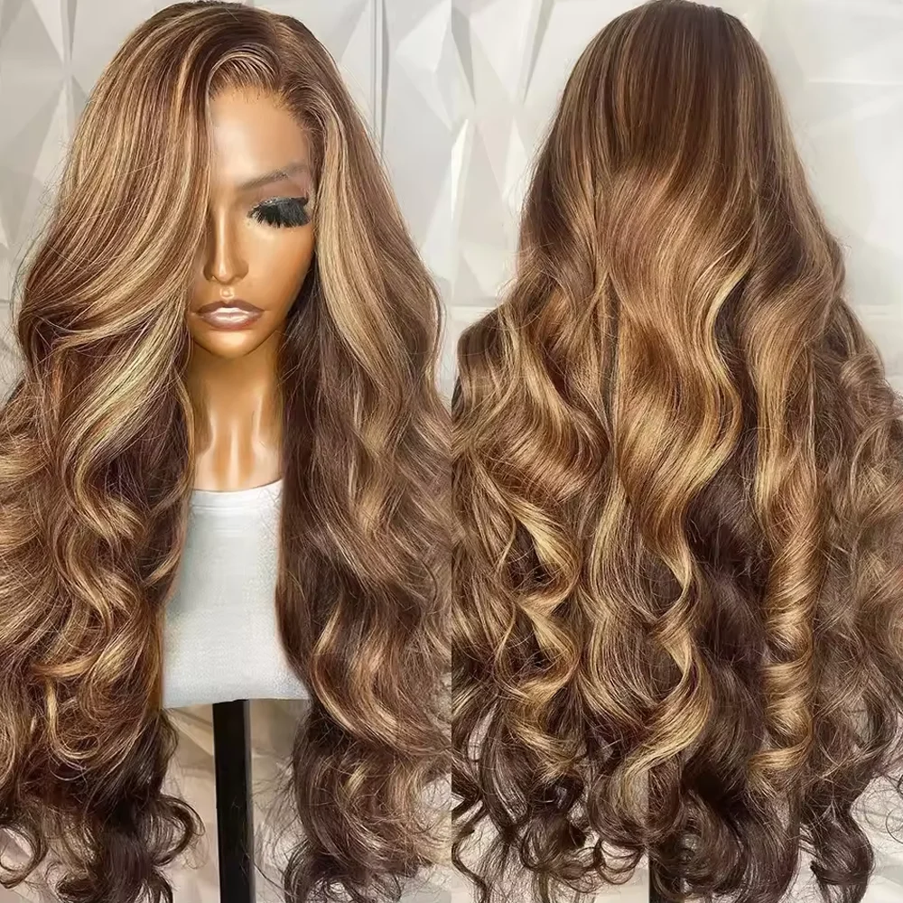 

Объемная волна P4/27 Выделите 13×4 HD Парики фронта шнурка Человеческие волосы Бразильский омбре Медовый блондин Цветные кружевные фронтальные парики для женщин