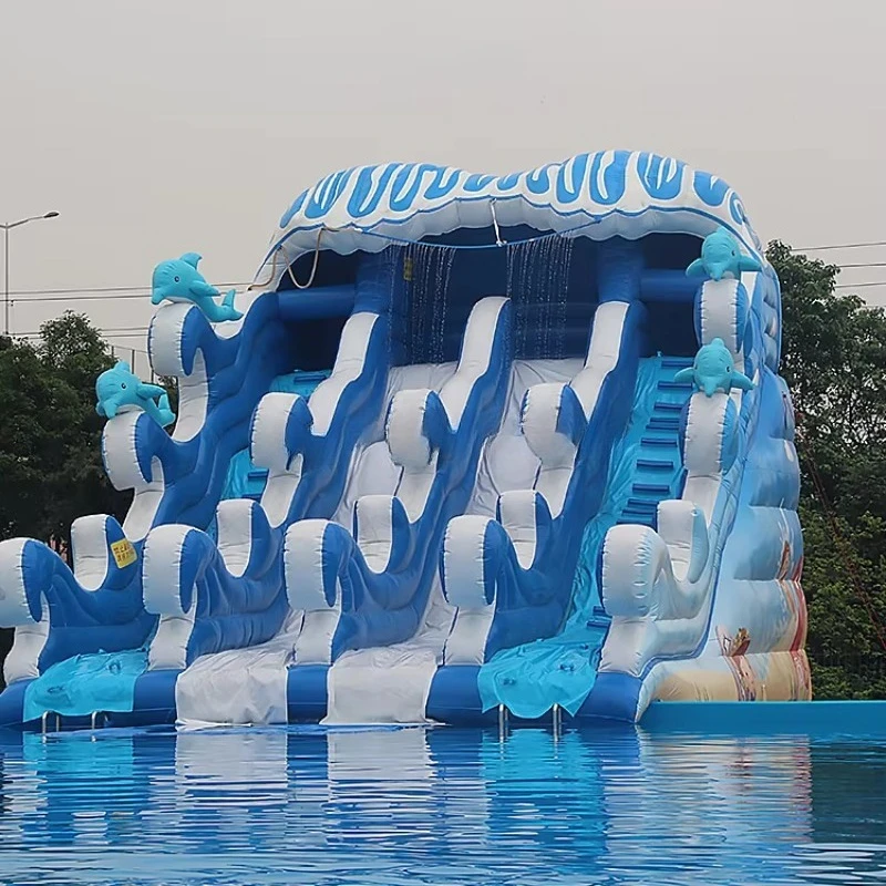 Commercial Water Play Equipment Mobile Land Inflatable Ground Water Park with Large Pool Slide for Adults