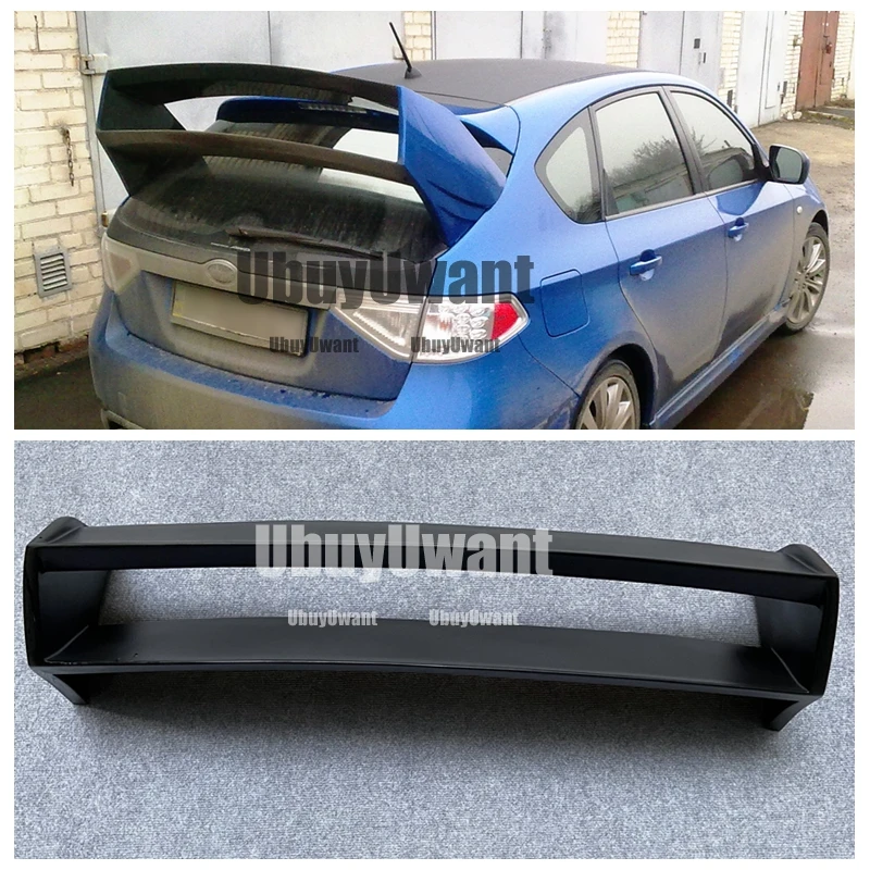 سبويلر لسوبارو امبريزا WRX STI X 10th عالي الجودة من ألياف الكربون/مادة FRP سبويلر خلفي للسيارة باللون الأسود غير اللامع 08-11 #2