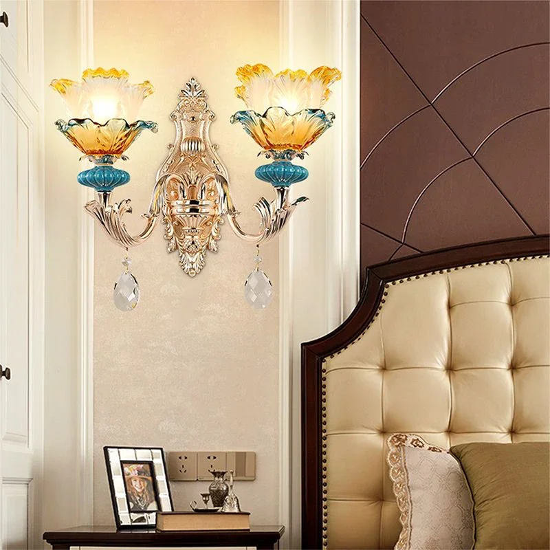 RONIN Luxury Crystal Wall Lamp European Living Room Bedroom Bedside Lamp Background Wall Corridor Villa Hotel Lighting image 2