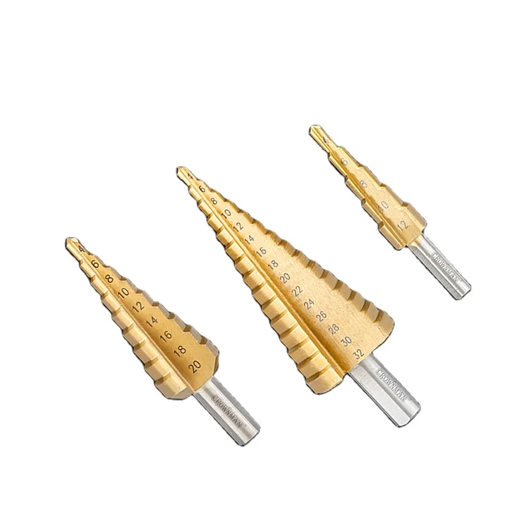 CROWNMAN Accessories 4241HSS Triangular Spiral Groove Straight Groove Cobalt Step Metal Drilling Spade Drill Bit