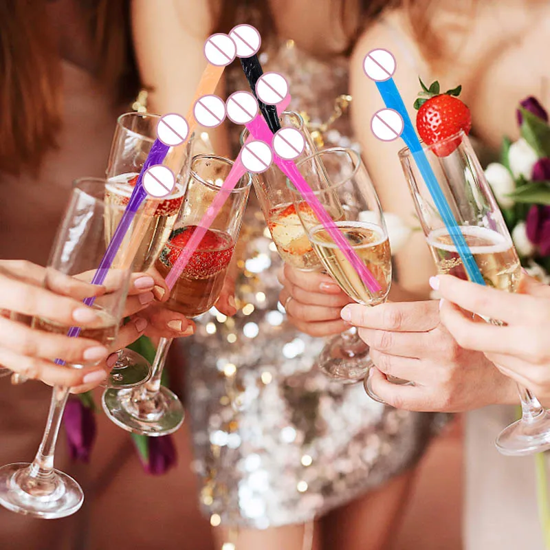 New Bachelorette Party Penis Straws Plastic Novelty Nude Dick Drink Straw For Hen Night Bar Decor Wedding Team Bride Supplies