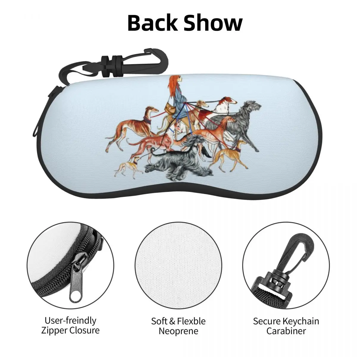 Custom Walking The Sighthounds Shell Eyeglasses Case Men Women Cute Greyhound Whipppet Dog Glasses Case Sunglasses Box Pouch