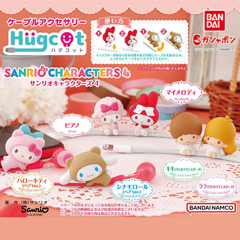 

Bandai Sanrio Characters Gashapon Hugcot Vol 4 Cable Accessory Hello Kitty Cinnamoroll My Melody Piano Figurine Desktop Ornament