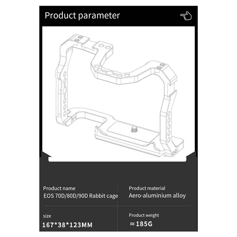 ABKI-Neue Aluminiumlegierung Kamerakäfig Rig mit Kaltschuh 1/4 3/8 Gewinde für Canon EOS 70D 80D 90D Schutzrahmen Fotografie
