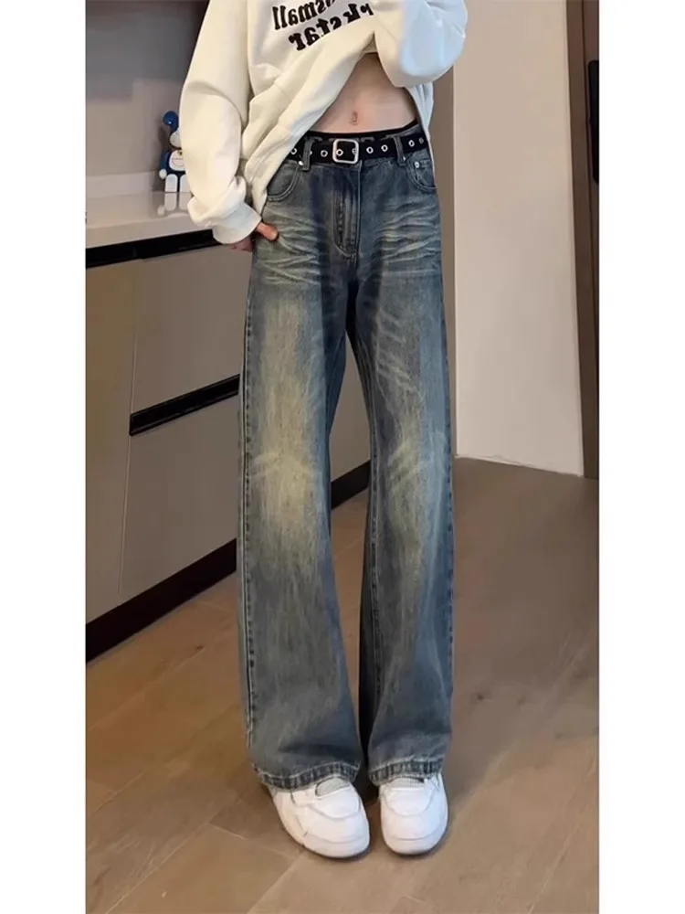 

Мужские джинсы из выстиранного денима с эффектом потертости, весенние, в стиле High Street, с микро-клешем, в полоску, прямого кроя, износостойкие