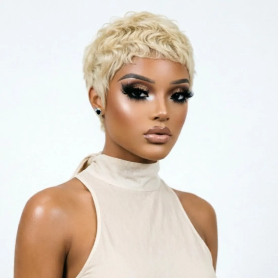 Blonde 613 Straight Short Pixie Wig Glueless Human Hair Bowler Cut Beginner Friendly Soft Texture Daily Wear for Black Women