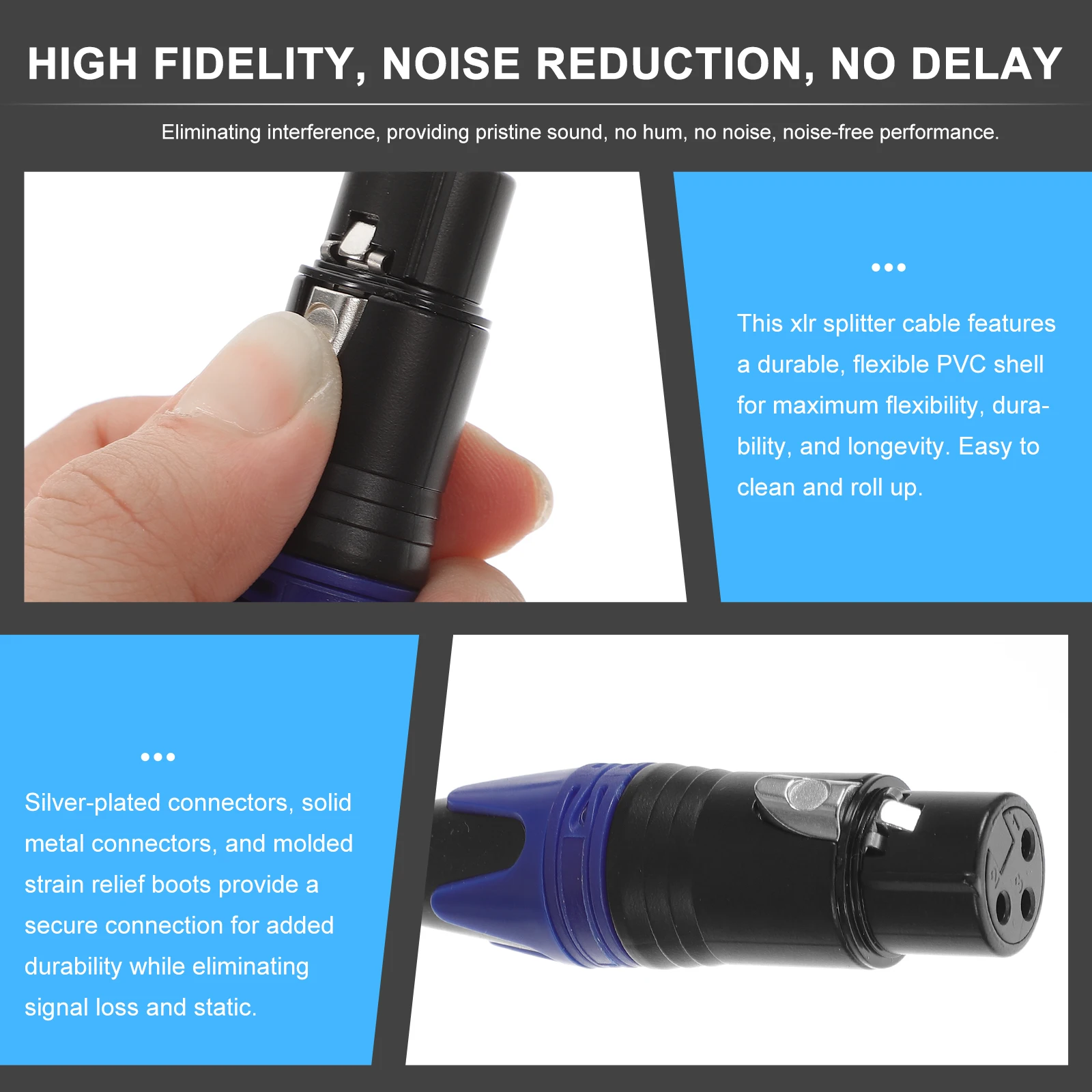 

XLR Audio Cable Mic Splitter to Cord for Patch Balanced Microphone Dual Card Cables Adapter