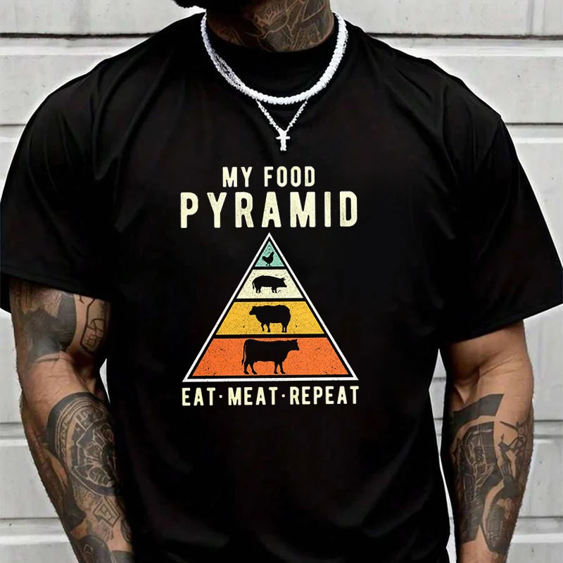 

Футболка с креативным принтом «Meat Eater Meat Saying», летняя повседневная футболка с коротким рукавом, уличная одежда для мужчин и женщин, свободная футболка