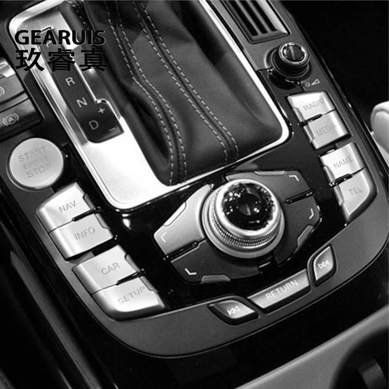 Car Styling For Audi A4 B8 2009-2016 Central control Gear Shift Cover Switch Button Engine Start Stop Sticker Auto Accessories