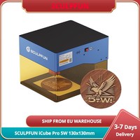 SCULPFUN iCube Pro 5W Laser Engraver Cutter Machine with Smoke Filter Temperature Alarm for Wood, Metal and Acrylic 130*130mm