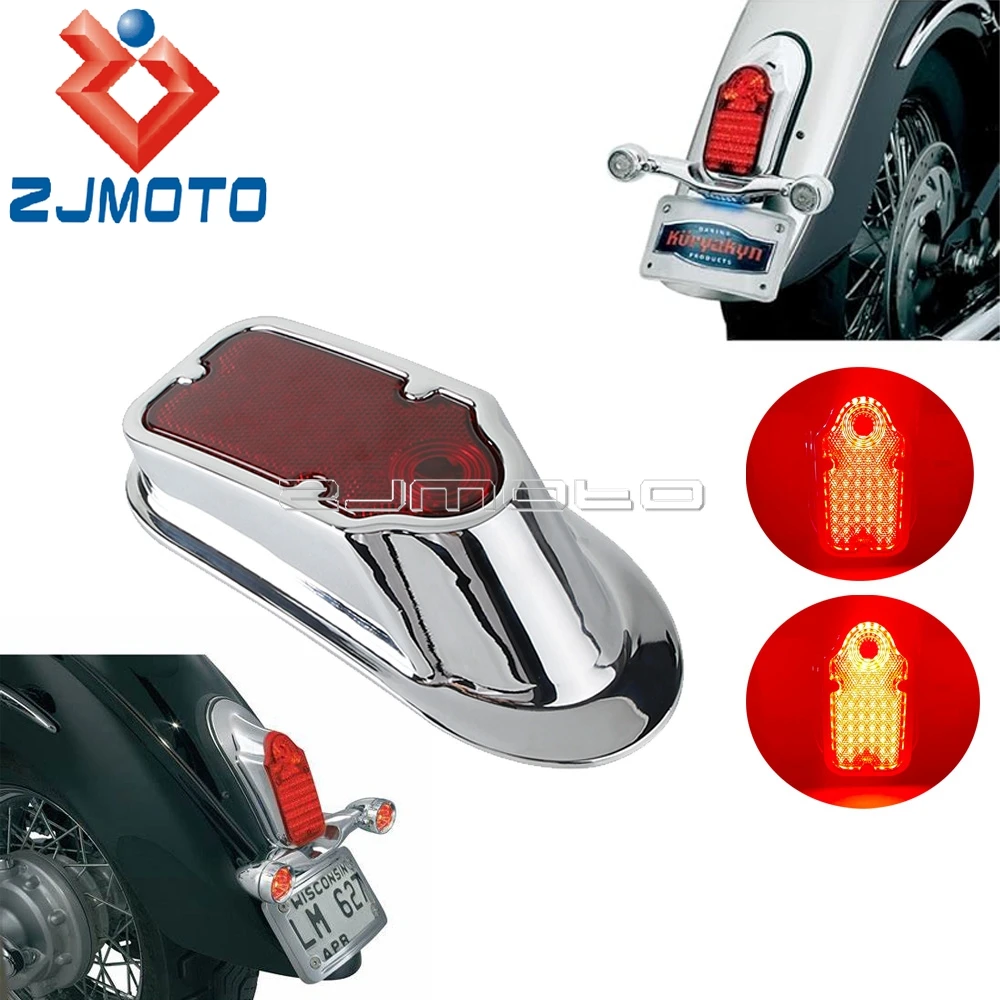 Motorcycle Red Tombstone Brake Tail Light Universal For Kawasaki Harley Sportster Suzuki Custom Fender Stop Lamp LED Taillight