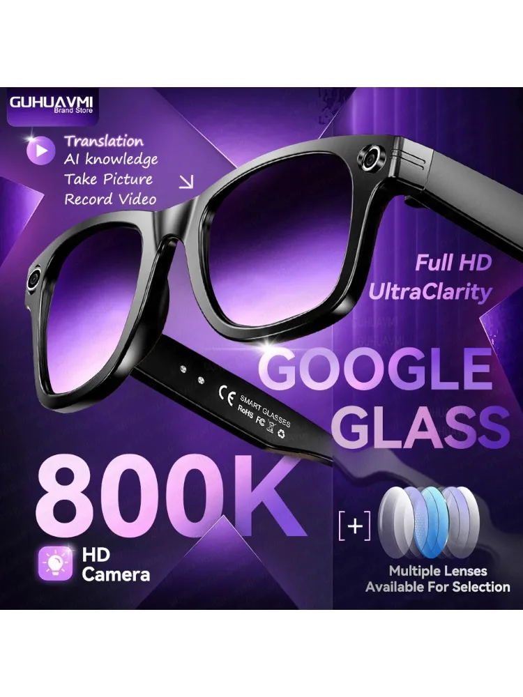 Inteligentne okulary AI z kamerą 8MP, nagrywaniem wideo, tłumaczeniem ponad 100 języków, okulary przeciwsłoneczne, połączenia Bluetooth, odtwarzanie muzyki, dla kobiet i mężczyzn, 2026 — zdjęcie produktu 7