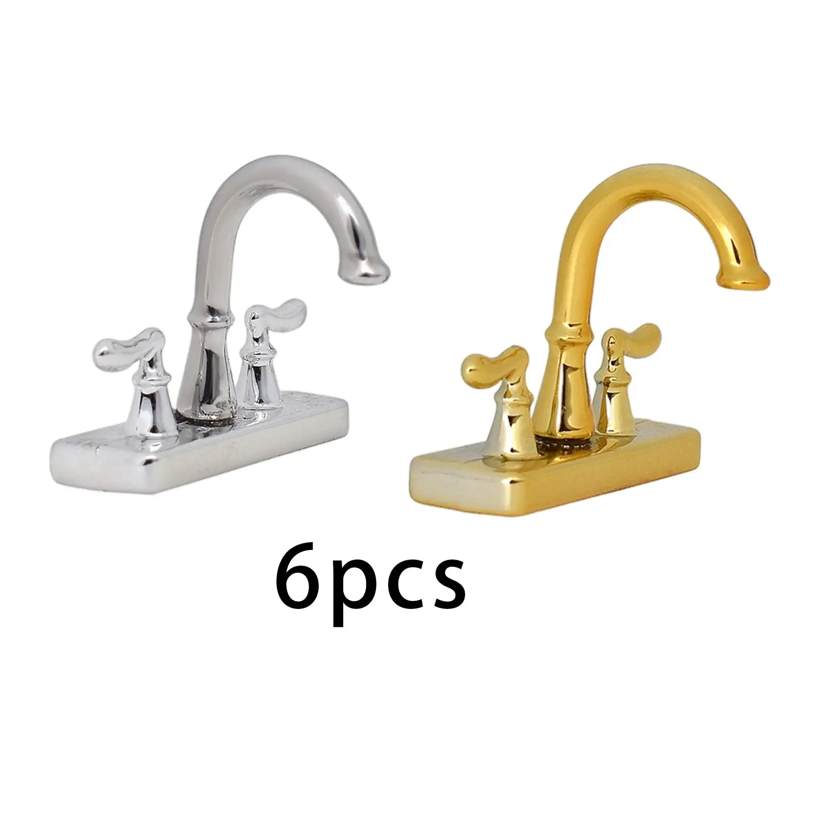 

6x Double Opener Faucet Kids Pretend Toys for Dolls House Decoration Accessories