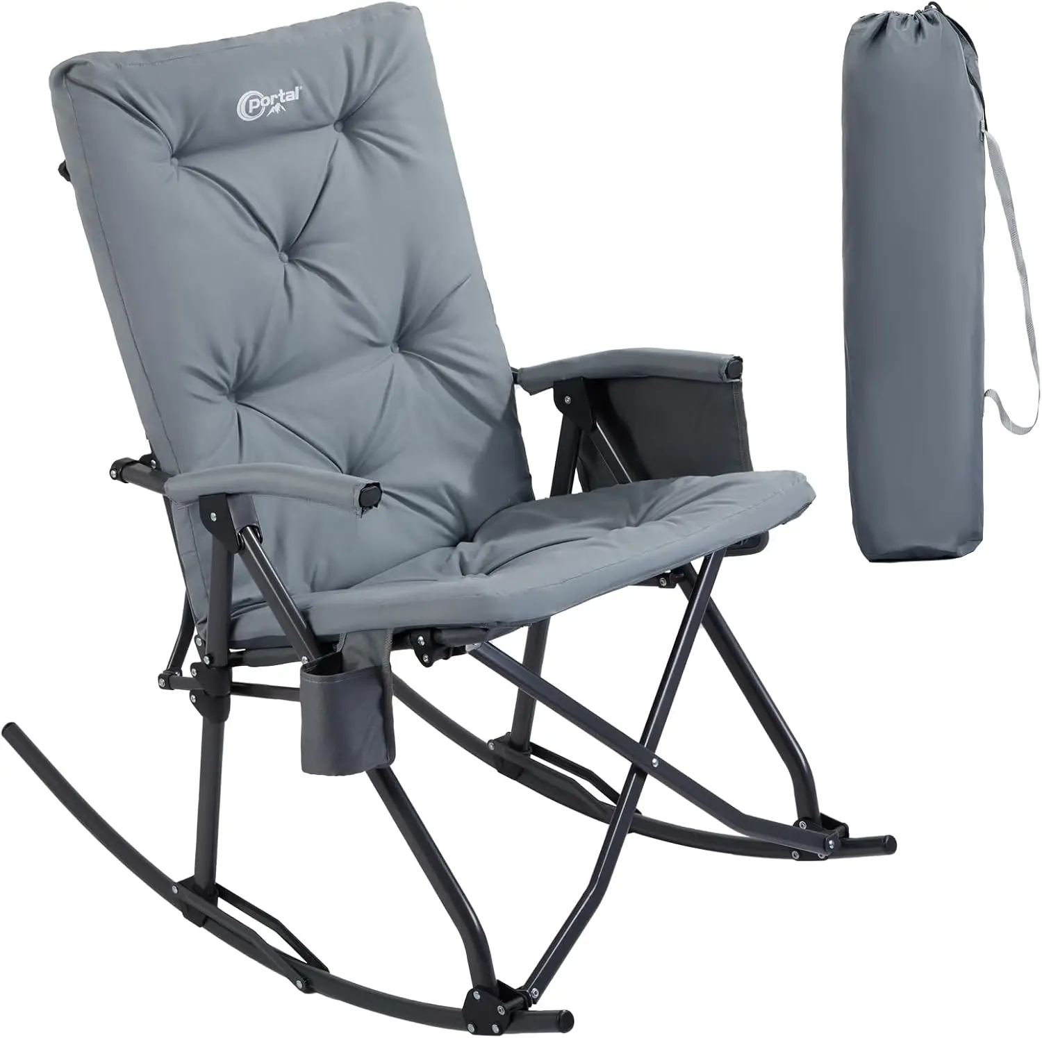 

Folding Rocking Chair Indoor & Outdoor Thick Padded Rocking Recliner Chair Portable Camping Rocker for Patio Front Porch