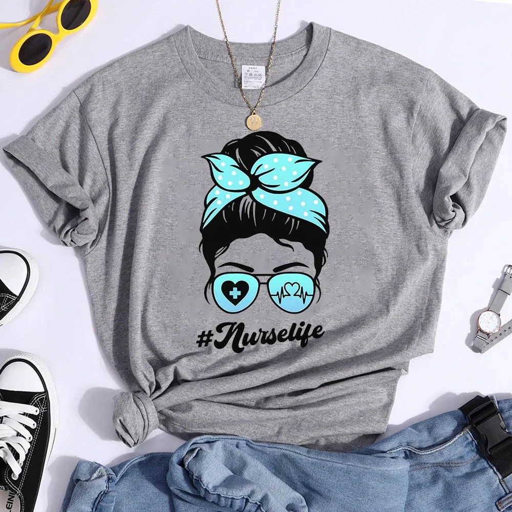 

Nurse Life Print T-shirts For Women Summer Lovely Short Sleeve Casual Round Neck Creative Personalized Tops International Nurses