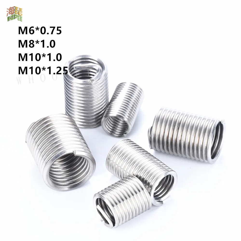 10PCS Fine Wire Insert M6*0.75 M8*1.0 M10*1.0 M10*1.25 Screw Bushing Thread Repair CN