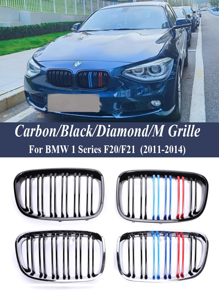 

Kidney Front Bumper Grille for BMW 1 Series F20 F21 2011-2014 116i 118i 120i Gloss Black Racing Grill Accessories Double Slat