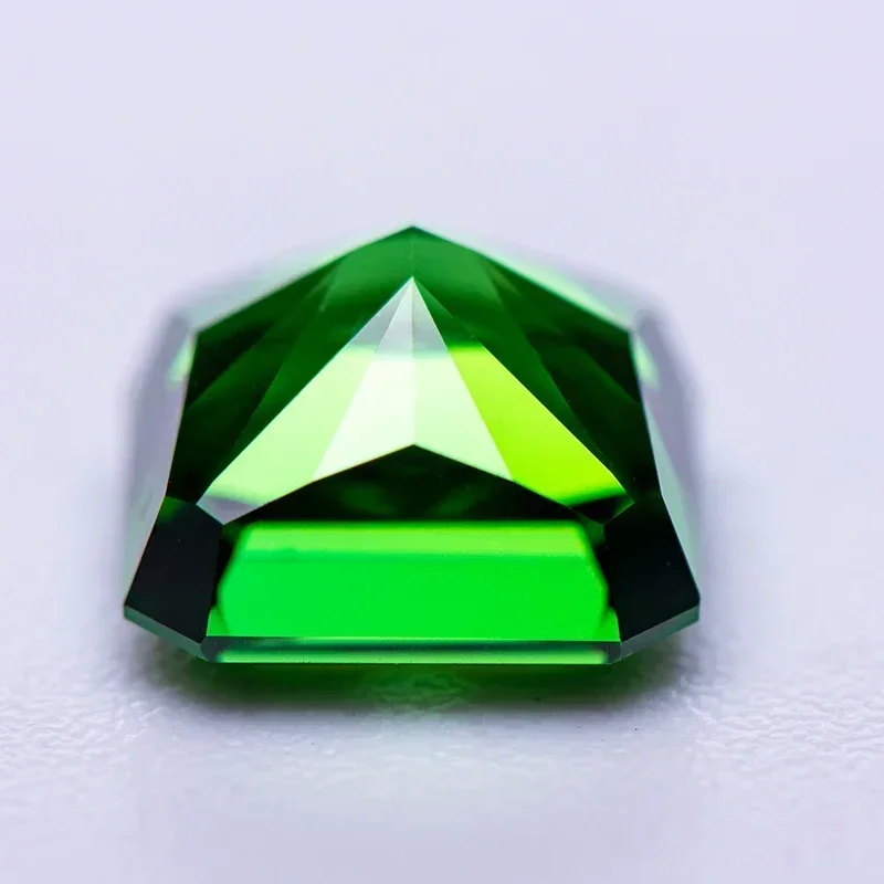 Cubic Zirconia Crushed Ice Cut Asscher Shape Emerald Color Charms Beads for Diy Jewelry Making Rings Materials No Certificate