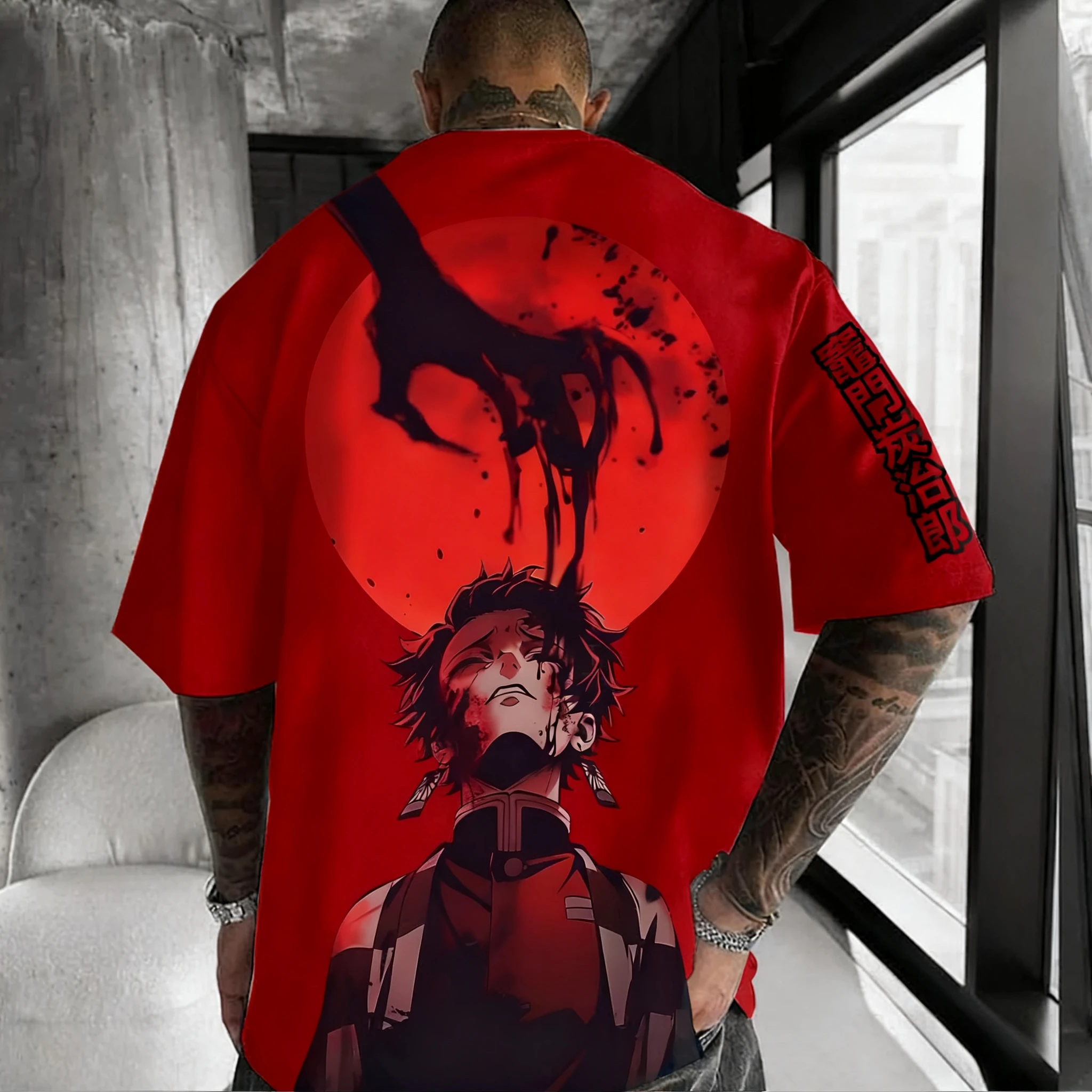 Kaos Demon Slayer Anime Print Katun Murni Lengan Pendek 2025 Pria dan Wanita Model Longgar Sporty Musim Panas Fashion Kerah Bulat