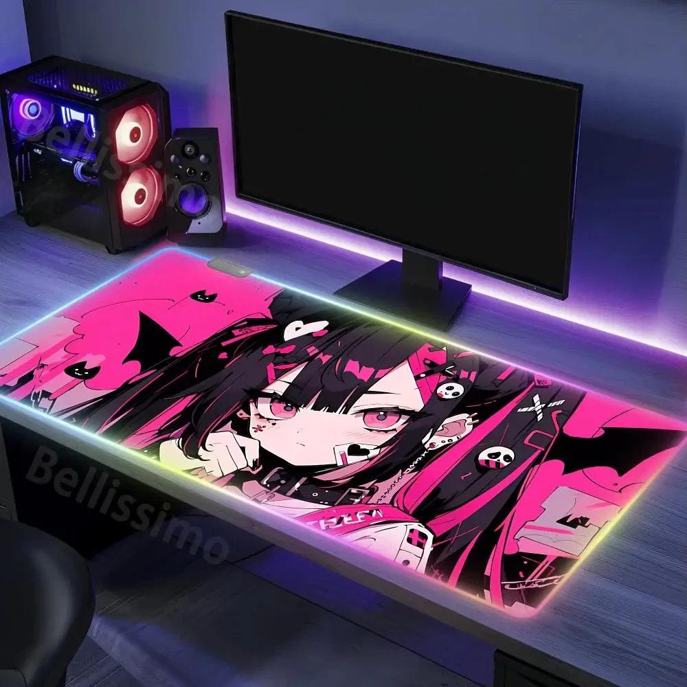 Devil Girl Computer Gamer XXL Rubber Non-slip Mouse Pad 600x1200mm Kawaii Desk Accessories Computer Game Desk Keyboard Mouse Pad