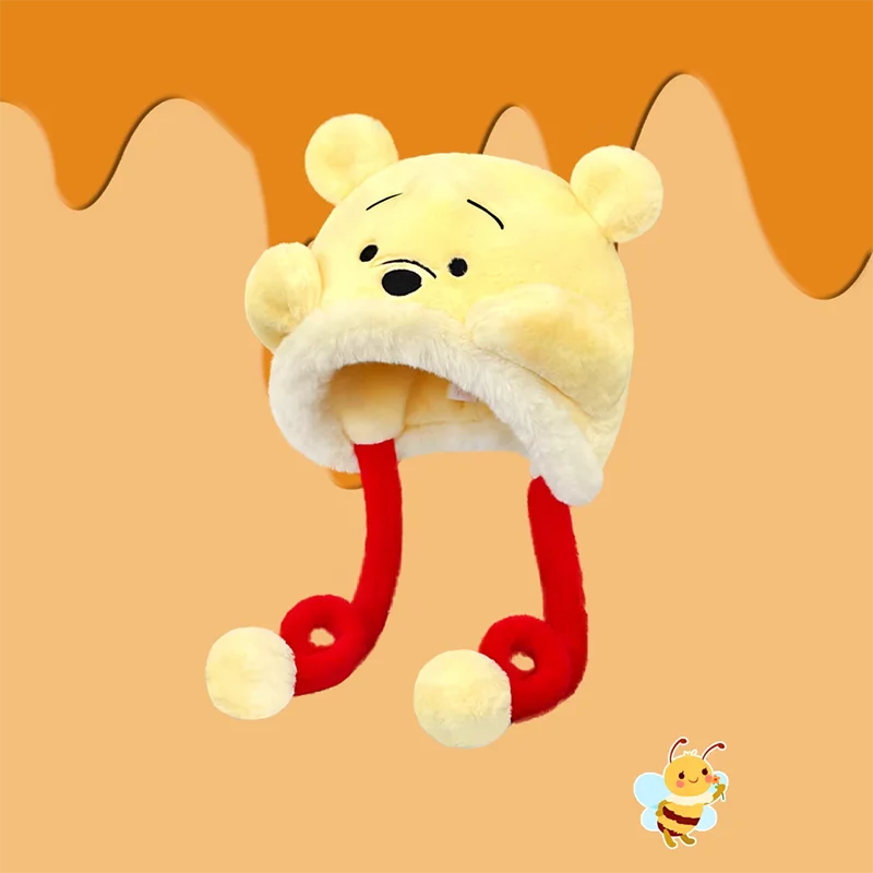

New Disney Kawaii Anima Pooh Bear Wintertime All-Match Plush Hat Cute Sweet Cartoon Fleecing Warm Earmuffs Lovely Gifts Girls