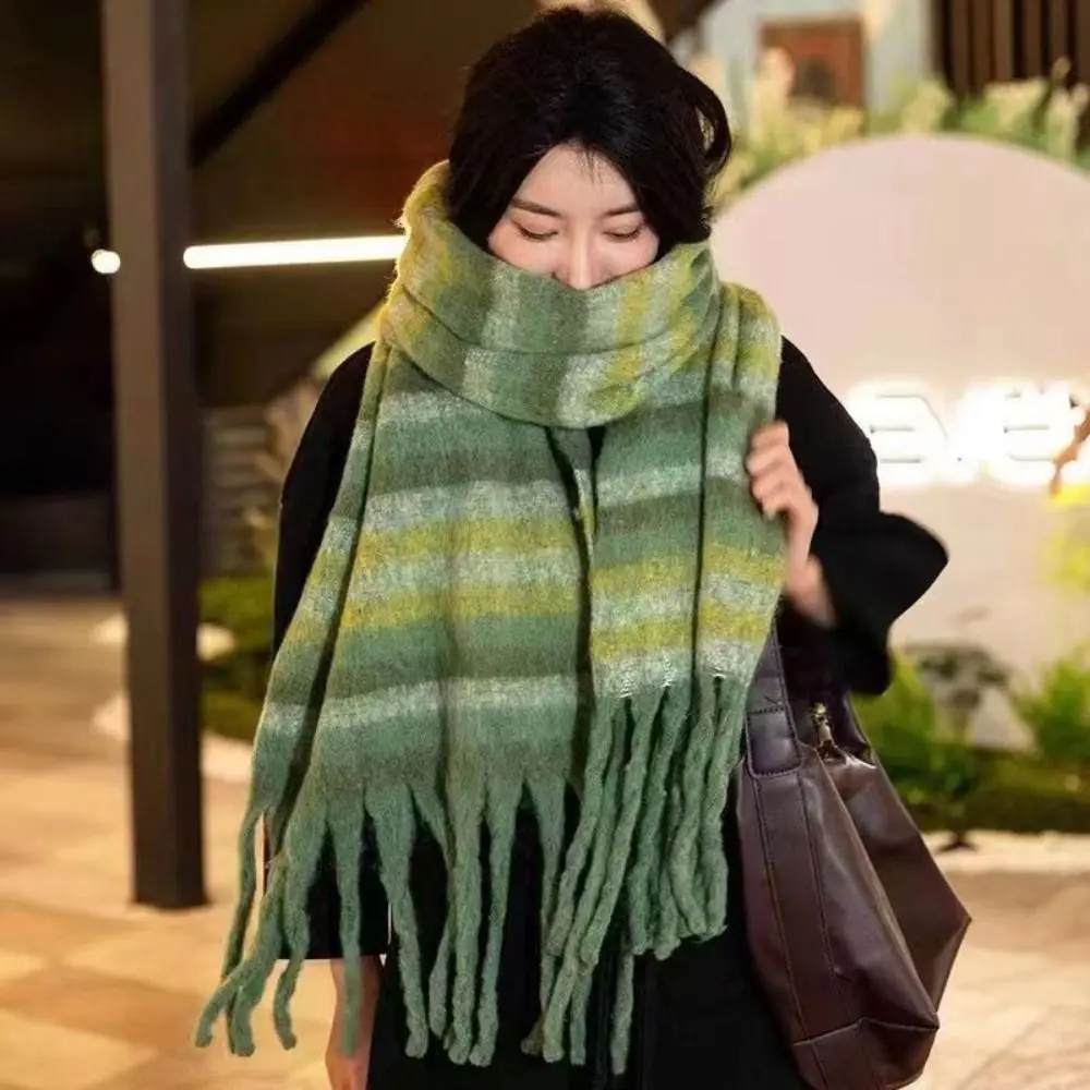 

Tassel Strip Wool Scarf Colour Matching Cashmere Shawl Winter Cashmere Scarves Wool Scarves Korean Style Scarves Long Shawl
