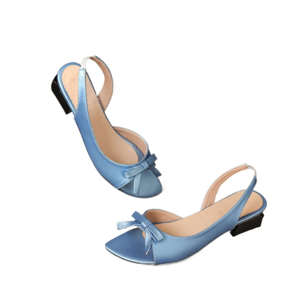 

Women's Elegant Bow Knot Slingback Sandals Open Toe Block Heel Plus Size 35-43 Summer Casual Dress Shoes for Ladies 2617