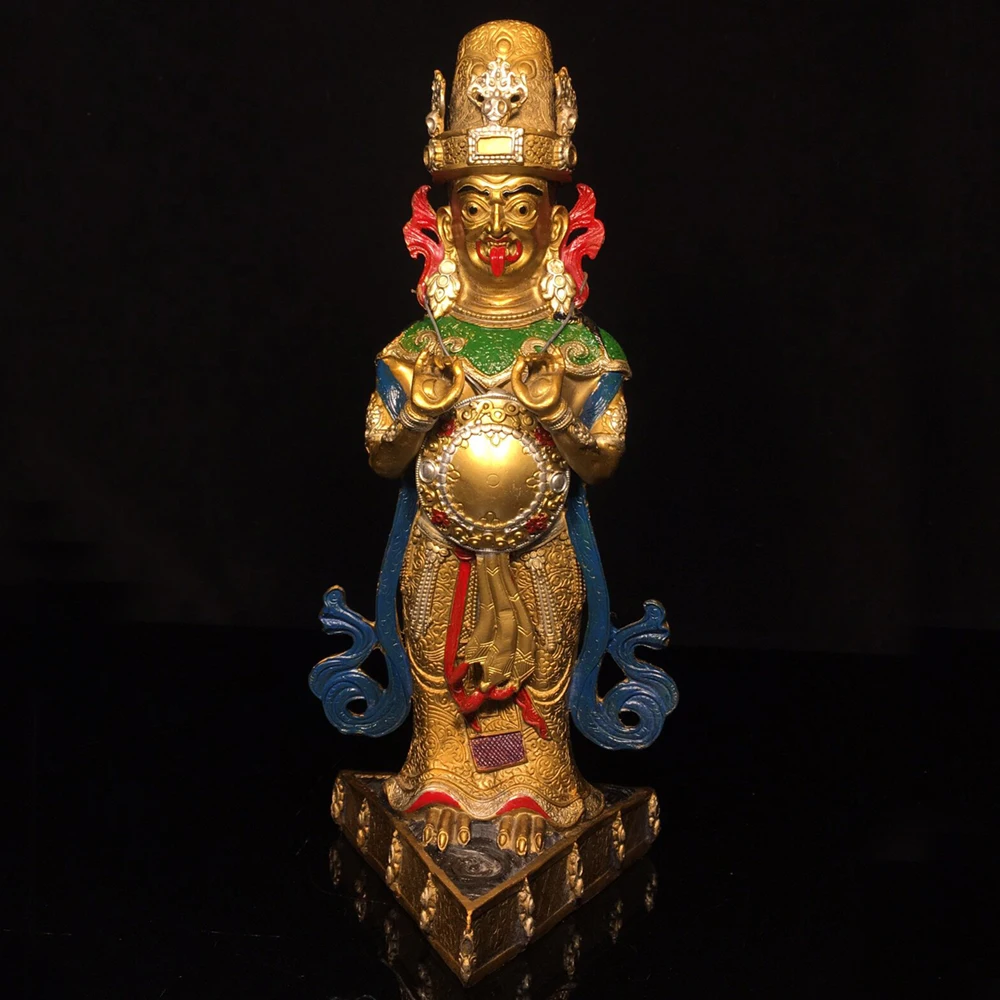 Zhakilamu Buddha Statue Vintage Bronze Painted Unique Design Rich Patina Fine Workmanship Home Altar Gift