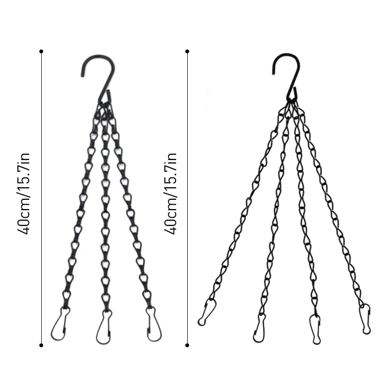 1 szt. 40cm kosz ogrodowy wiszące łańcuszki metalowe sadzarka do kwiatów doniczki 3/4 punkt wieszak na rośliny narzędzia ogrodnicze do domu