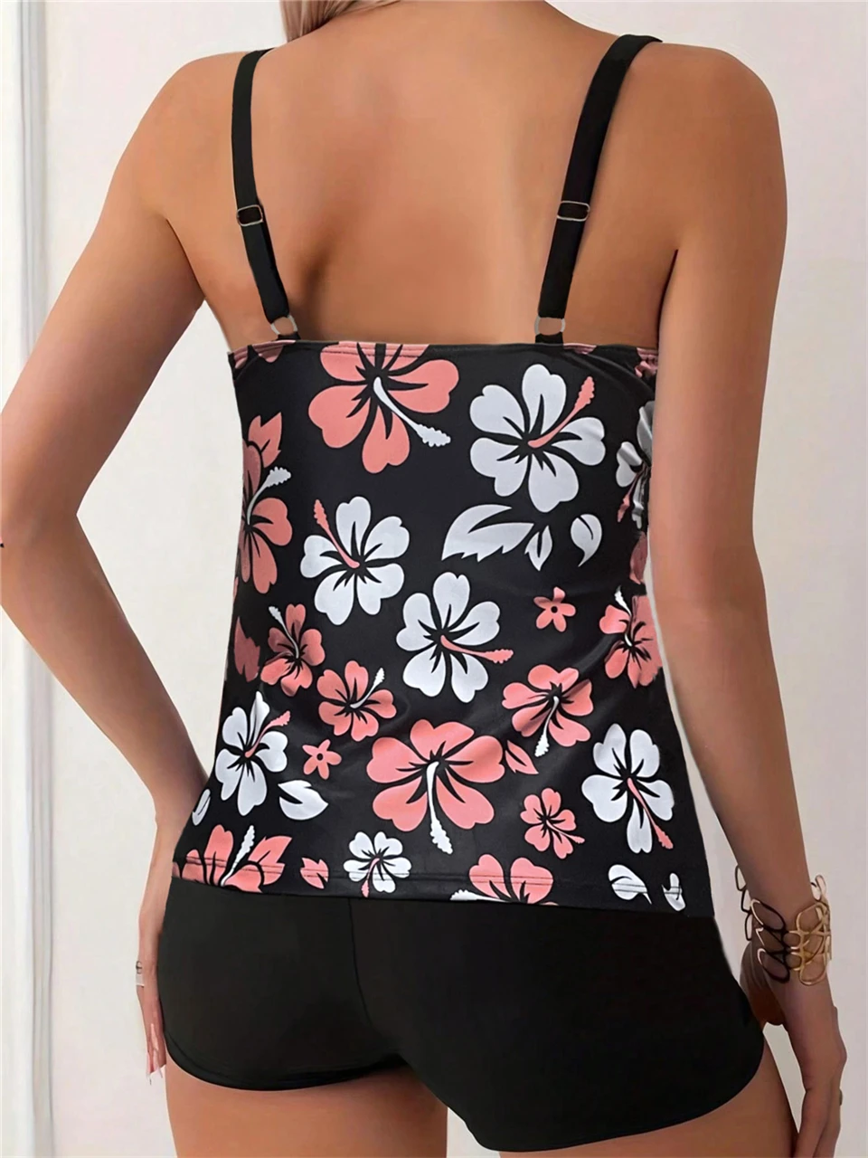 2 Piece Strape Tankini Set Tie Dye Printed Swimsuit Women Padded Swimwear Female High Waist Bathing Suit Swimming Beach Wear 3xl