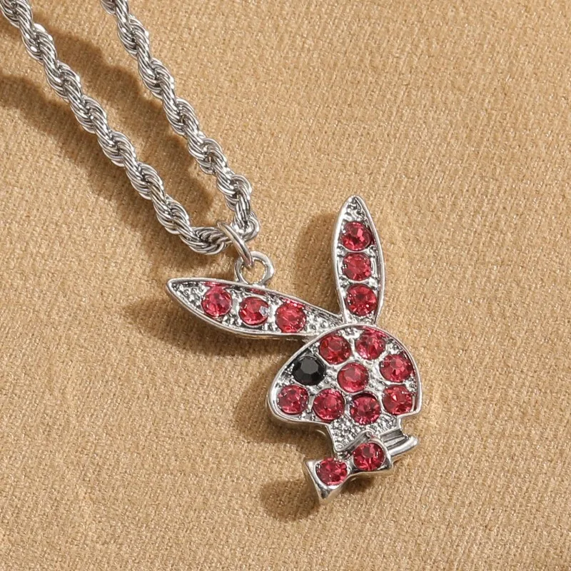 2026 New Fashion Net Red Zircon Rabbit Ladies Necklace Hip Hop Rock Pendant Necklace White Rabbit Clavicle Chain Jewelry Girl - view 3