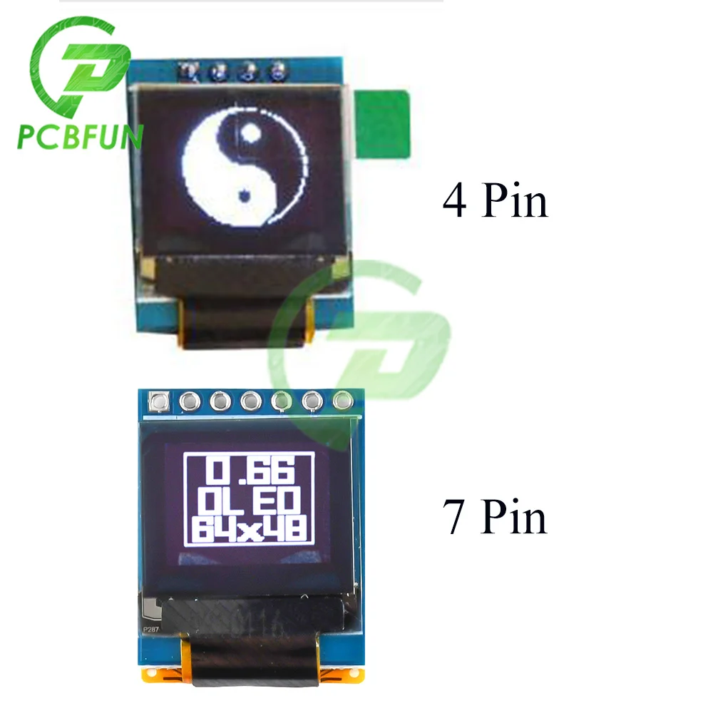 

0.66 inch OLED LCD Display Module 64x48 6448 4Pin/7Pin IIC I2C SPI Interface LCD Display for Arduino AVR STM32 3.3V-7V