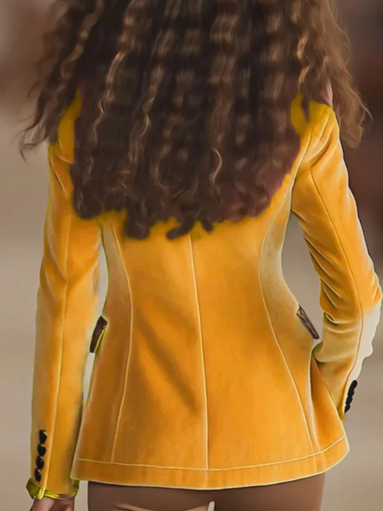 

Casual Long Sleeve Slim Commute Coat Autumn Winter New Women's Button Outerwear Vintage Leopard Printed Patchwork Velvet Jacket