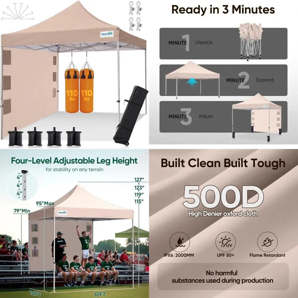 

Quictent 10x10 Heavy Duty Pop Up Canopy Tent- Easy up Outdoor Commercial Canopies, Waterproof, 11ft Interior Height, Easy Setup,