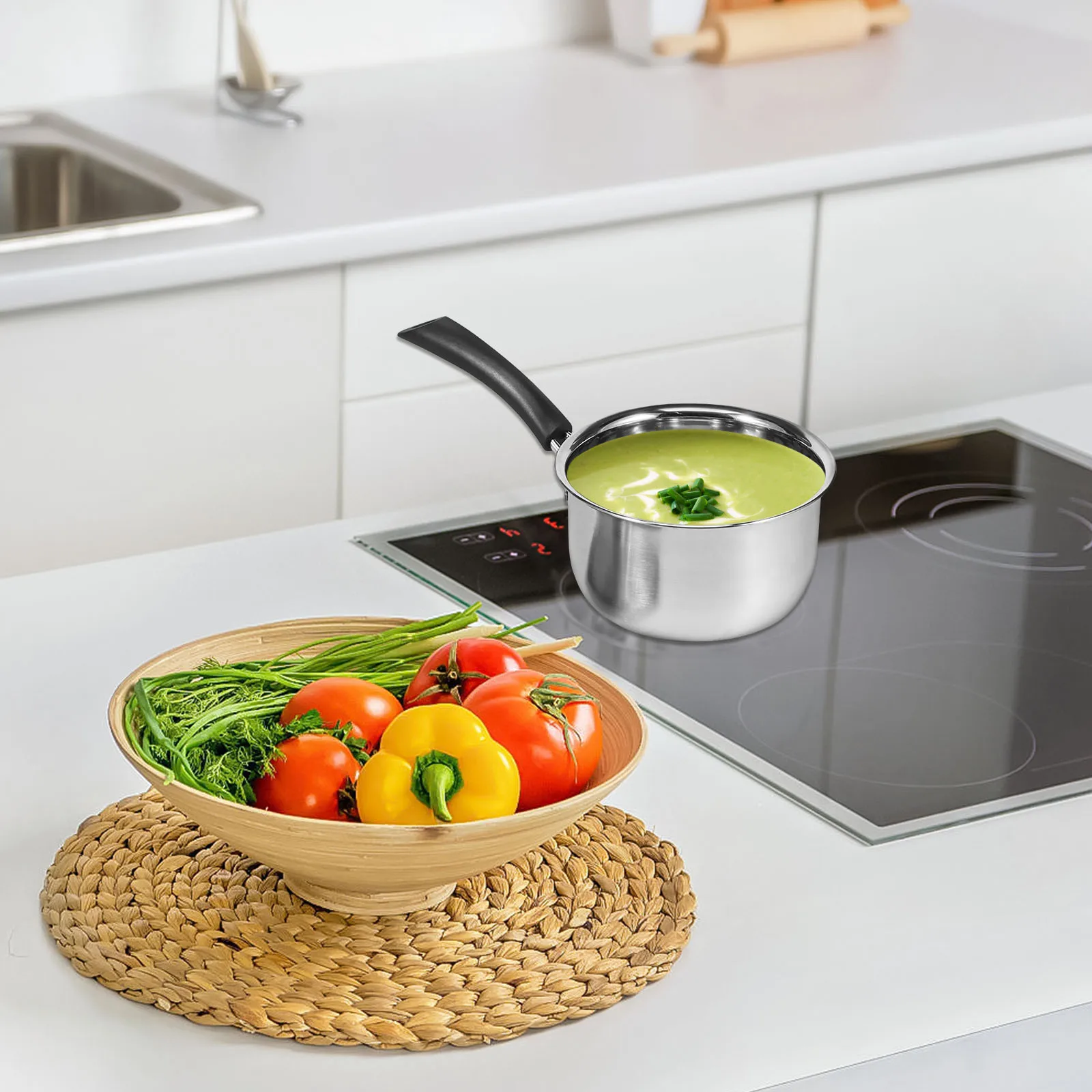 Multifunctional Oil Fryer Pot Small Sauce Pan Milk Pot Deep Fryer Pot with Glass Lid Fry Pot Kitchen Frying Chicken Cooking Tool view 5