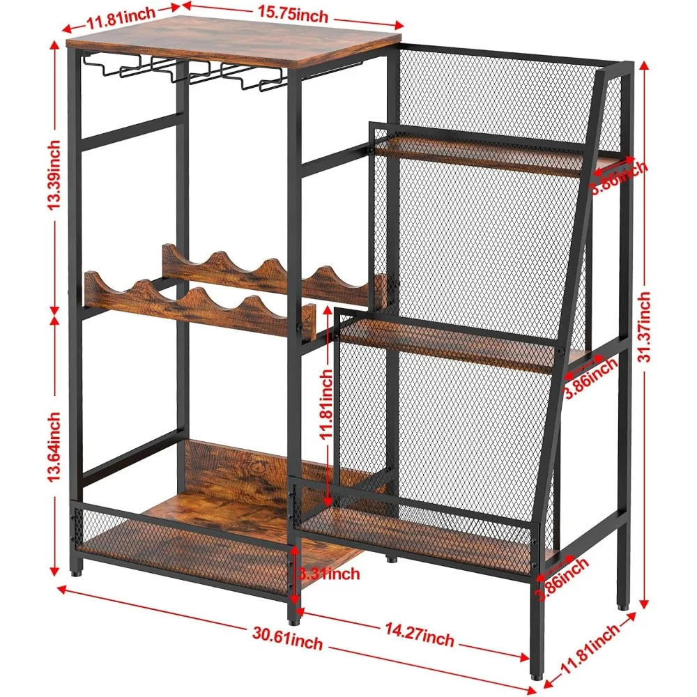Versatile Liquor Stand for Home Bar, Wine Rack Freestanding Floor, Mini Bar Table for Liquor Whiskey Wine, 3-Tier Trapezoidal Li