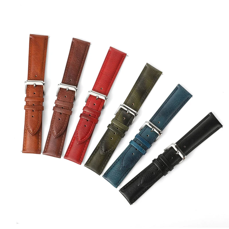 UTHAI Leather Strap 18mm 20mm 22mm 24mm Vintage Plant Tanned Leather Strap Smartwatch accessory Universal S117