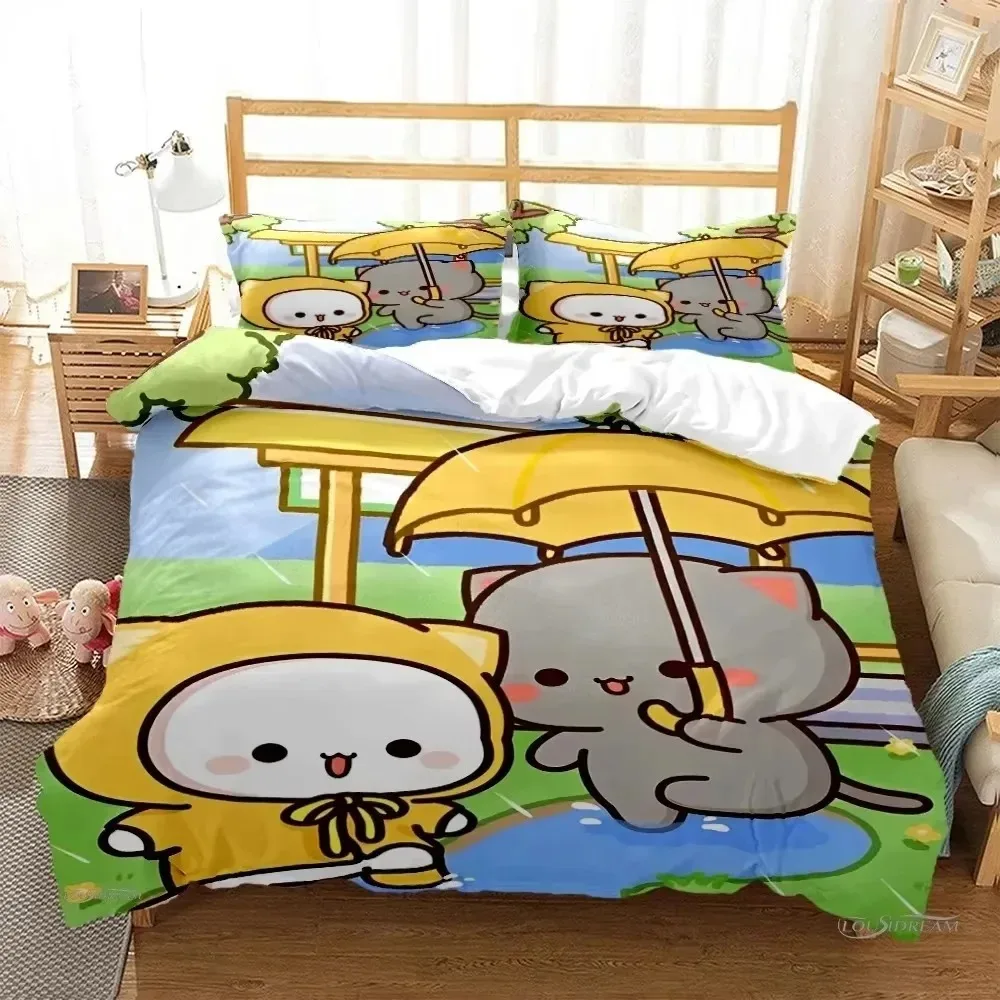 Cute Bubu Dudu Cartoon Bear Panda Bedding Set 3D Printed Suitable for Bedroom Duvet Cover Set With Pillowcases Kids Home Textile
