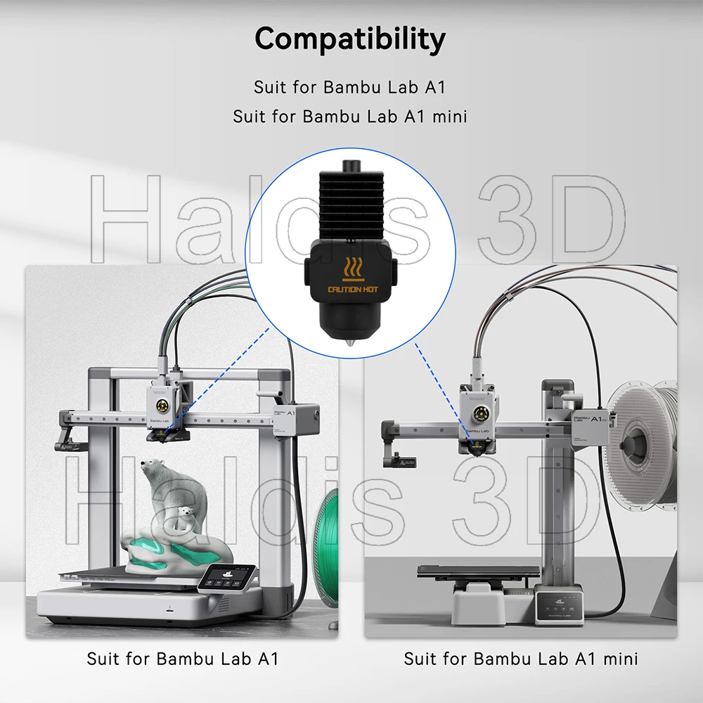 مجموعة Hotend لـ Bambu Lab A1/A1 Mini 0.2/0.4/0.6/0.8 مللي متر فوهة فولاذية صلبة سريعة السرعة مجموعة نهاية ساخنة لقطع غيار A1