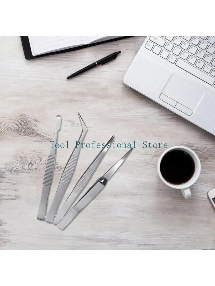 57QF 4pcs pinzas acero inoxidable profesional con pinzas a nariz puntiaguda