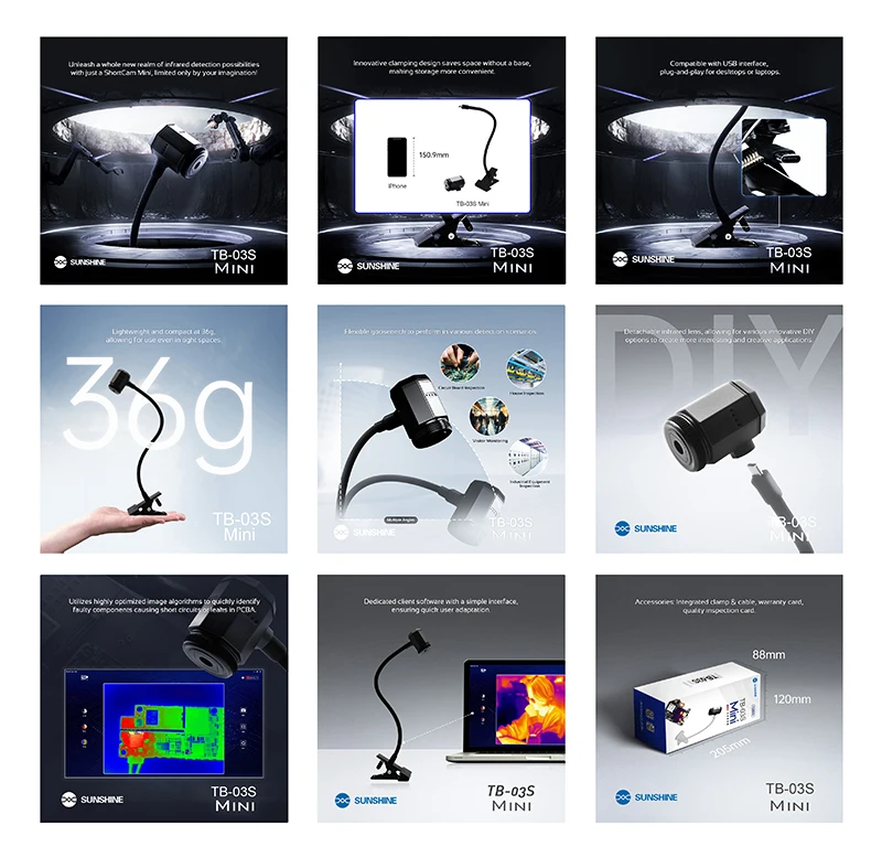 SUNSHIN TB-03SMINI/TB-03S Infrared Rapid Thermal Camera High-definition thermal imaging / multi-platform support