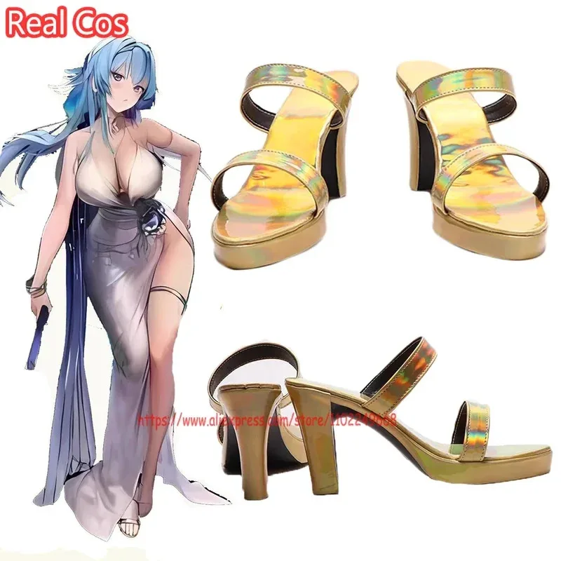 

RealCos новая игра NIKKE The Goddess Of Victory Helen, туфли для косплея, золотистые туфли на высоком каблуке для вечеринки в честь Хэллоуина, женские ролевые игры на заказ