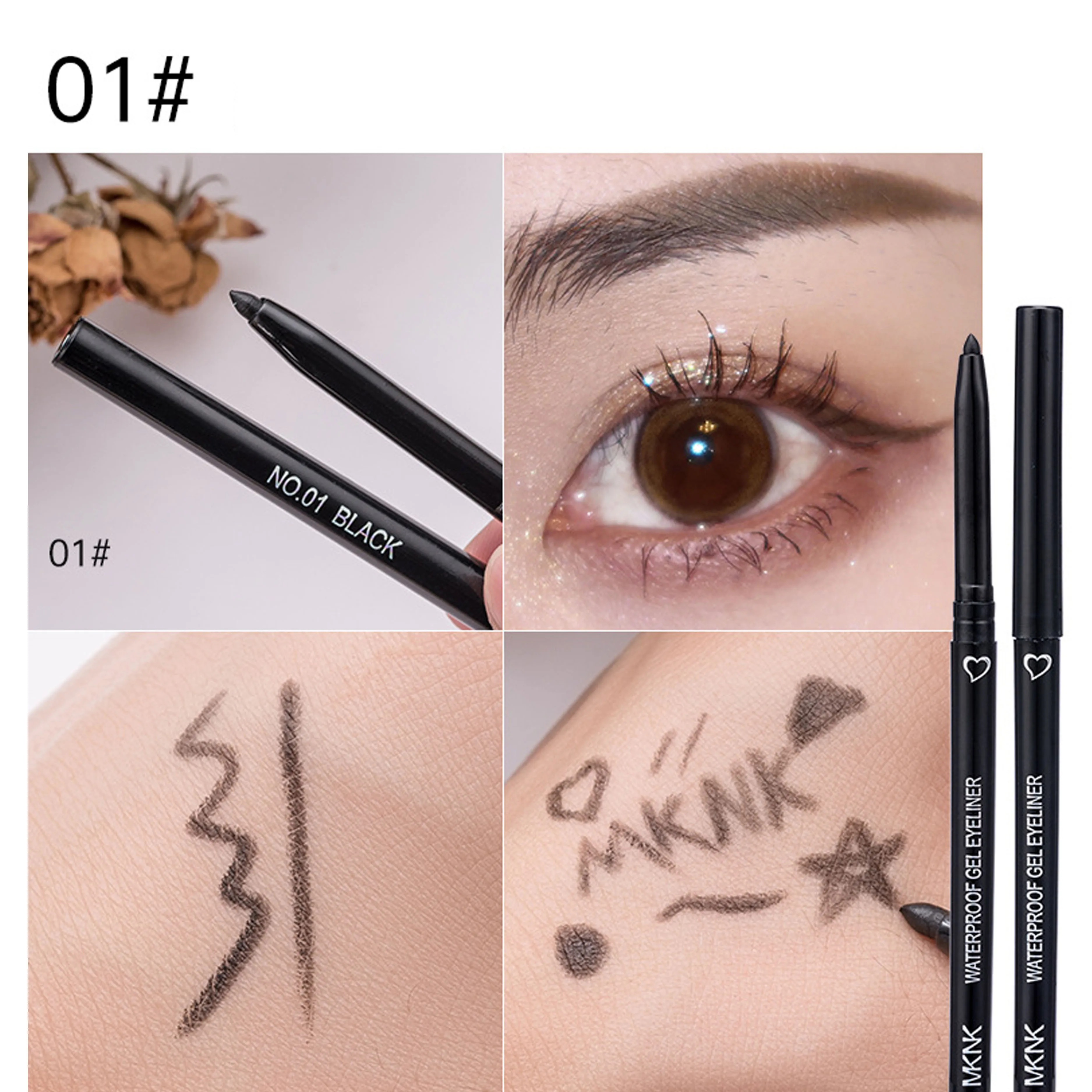 10 Stück schwarze und braune ultrafeine, geschmeidige Eyeliner-Gelstifte, die nicht leicht verblassen, ultrafeine Stiftspitze, geeignet für Anfänger_voghion.com