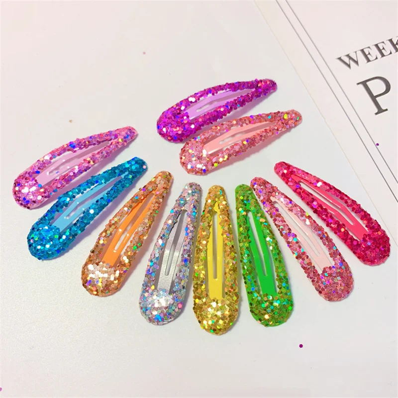 20Pcs/Lot Bling Hairpin Princess Children Hair Accessories Cute Sequin Thick Powder Sprinkled Hairclip Party Decoration Headwear