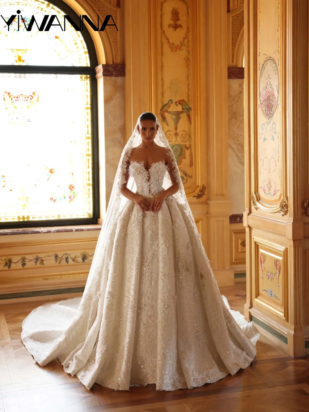 

Embroidery Pearls Princess Gowns Wedding Dress Dreamy Sweetheart Neck Bridal Gown New Customized Luxury Dresses For Bride