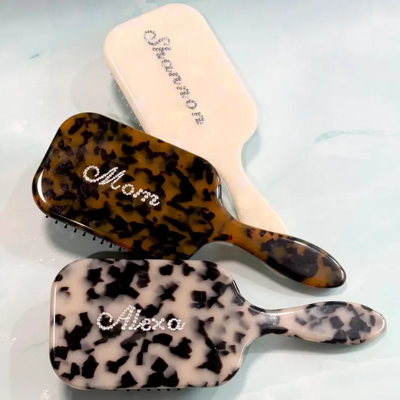 

Personalized Hair Brush, Custom Rhinestone Name Comb Hairbrush with Name, Engraved Detangling Hairbrush, Gift for Wedding